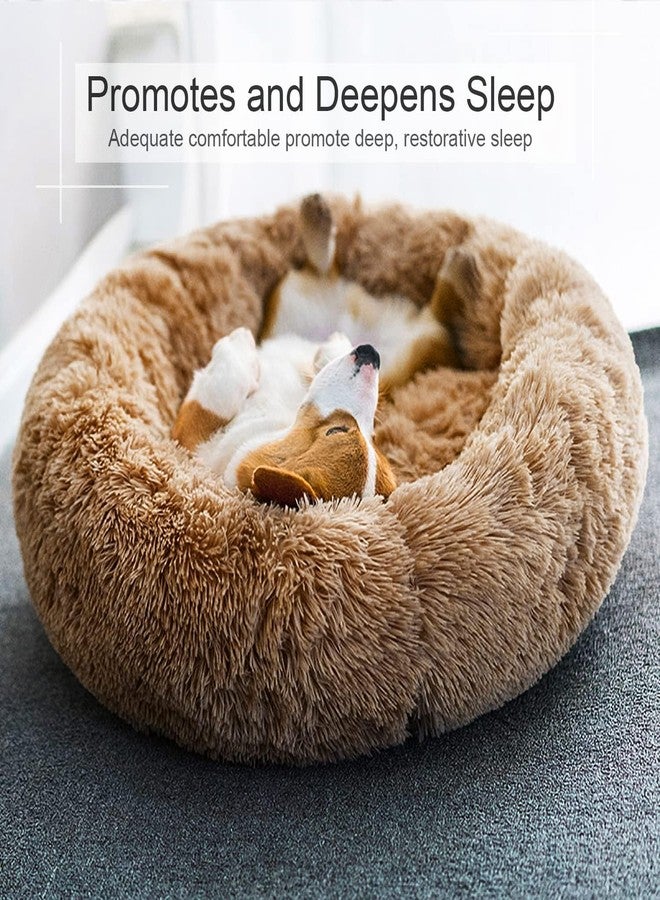PAWSOME Dog Bed, Cat Calming Bed, Faux Fur Pillow Pet Donut Cuddler Round Plush Bed for Large Medium Small Dogs and Cats (Brown, L) - Image 4